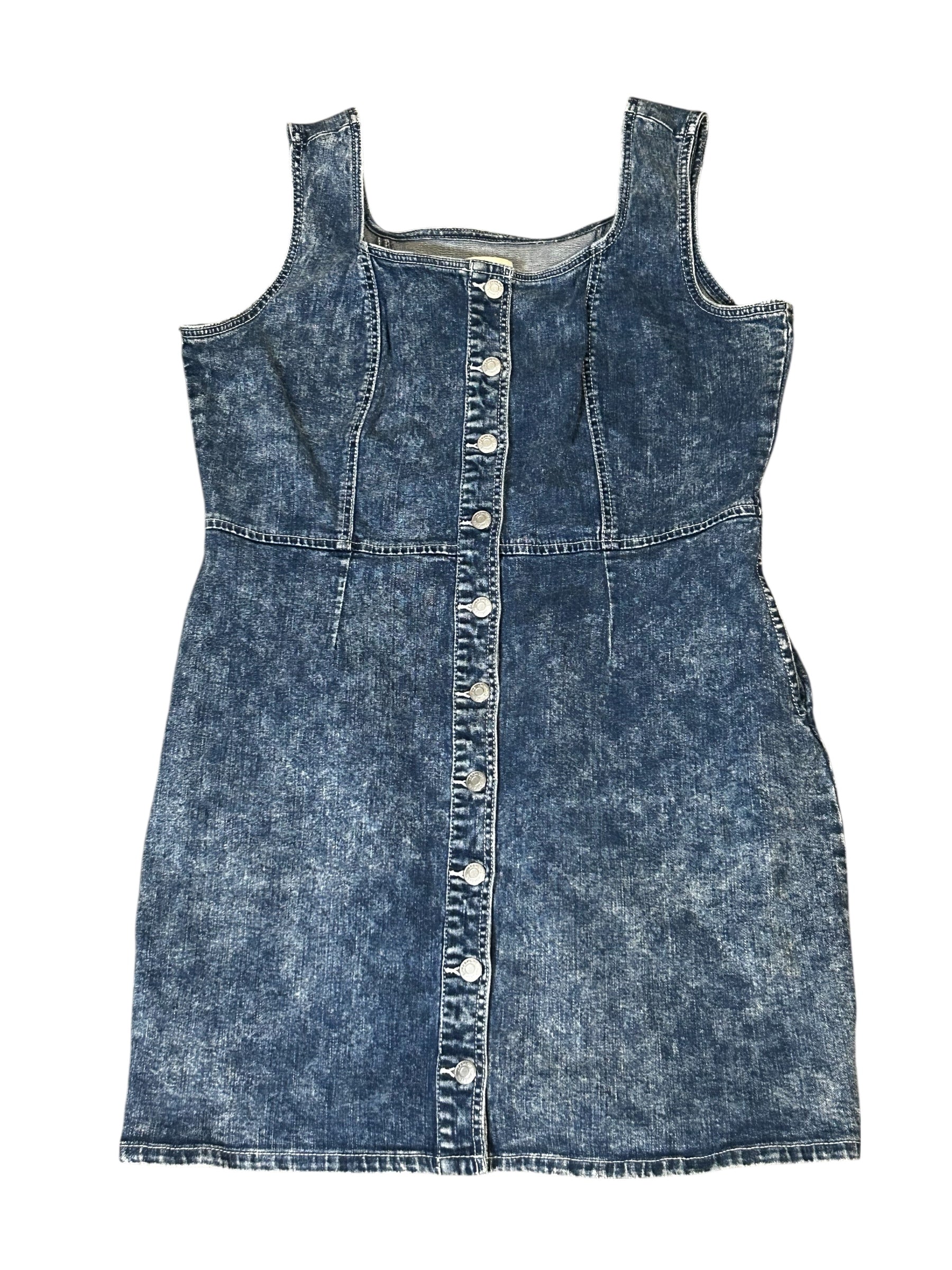 Vintage Jordache denim button up mini dress with pockets- Women's size XL