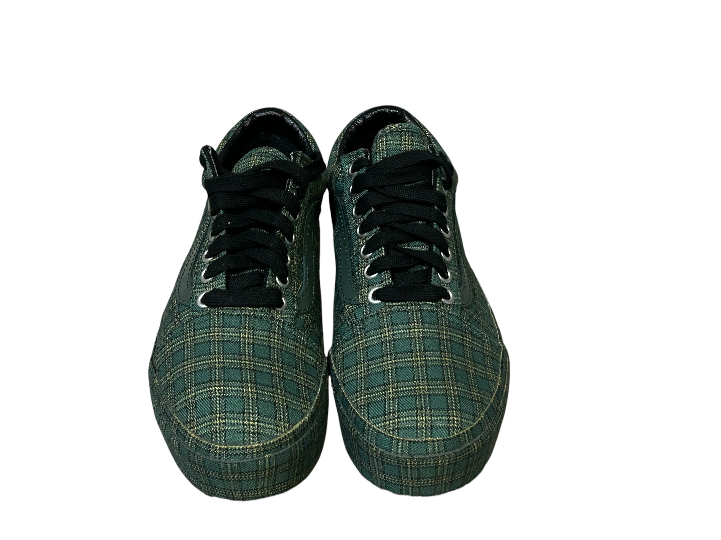 Vans Green And Black Plaid Platform Shoes- Mens 6.5, Women's 8