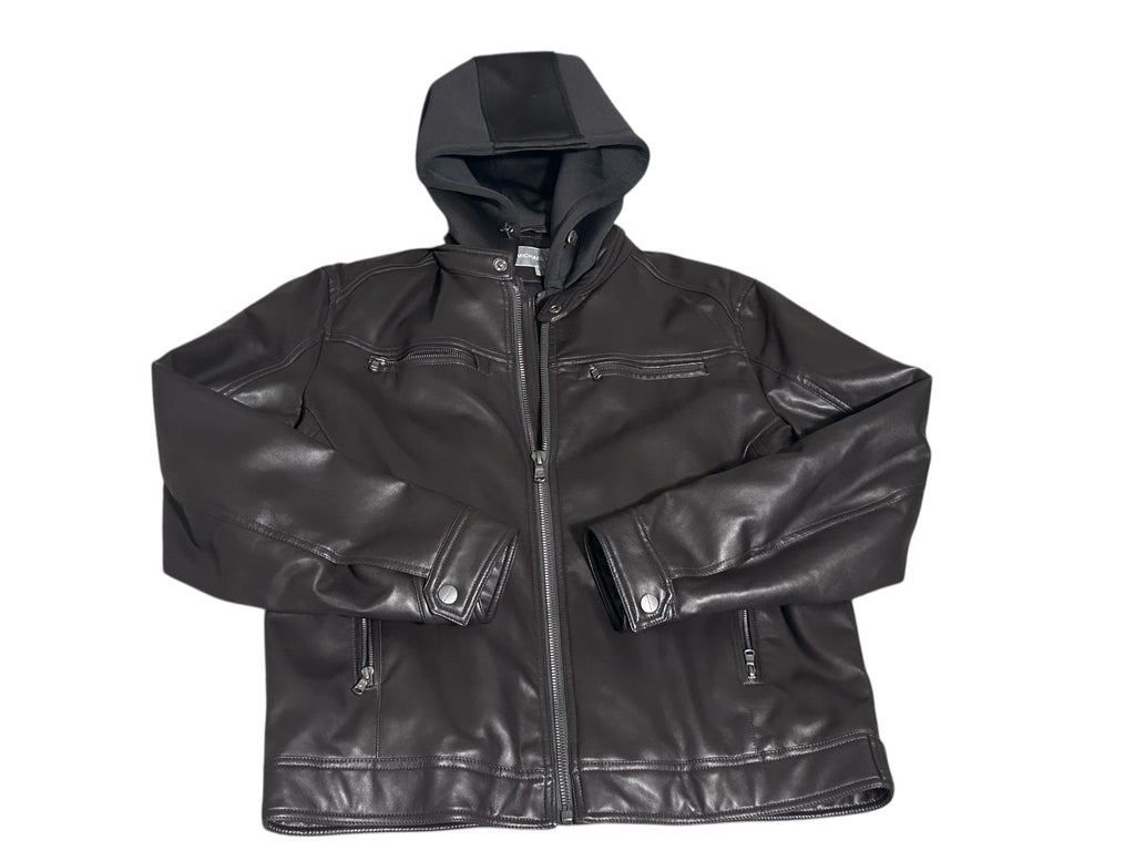 Michael Kors leather hooded bomber jacket- Men's size large