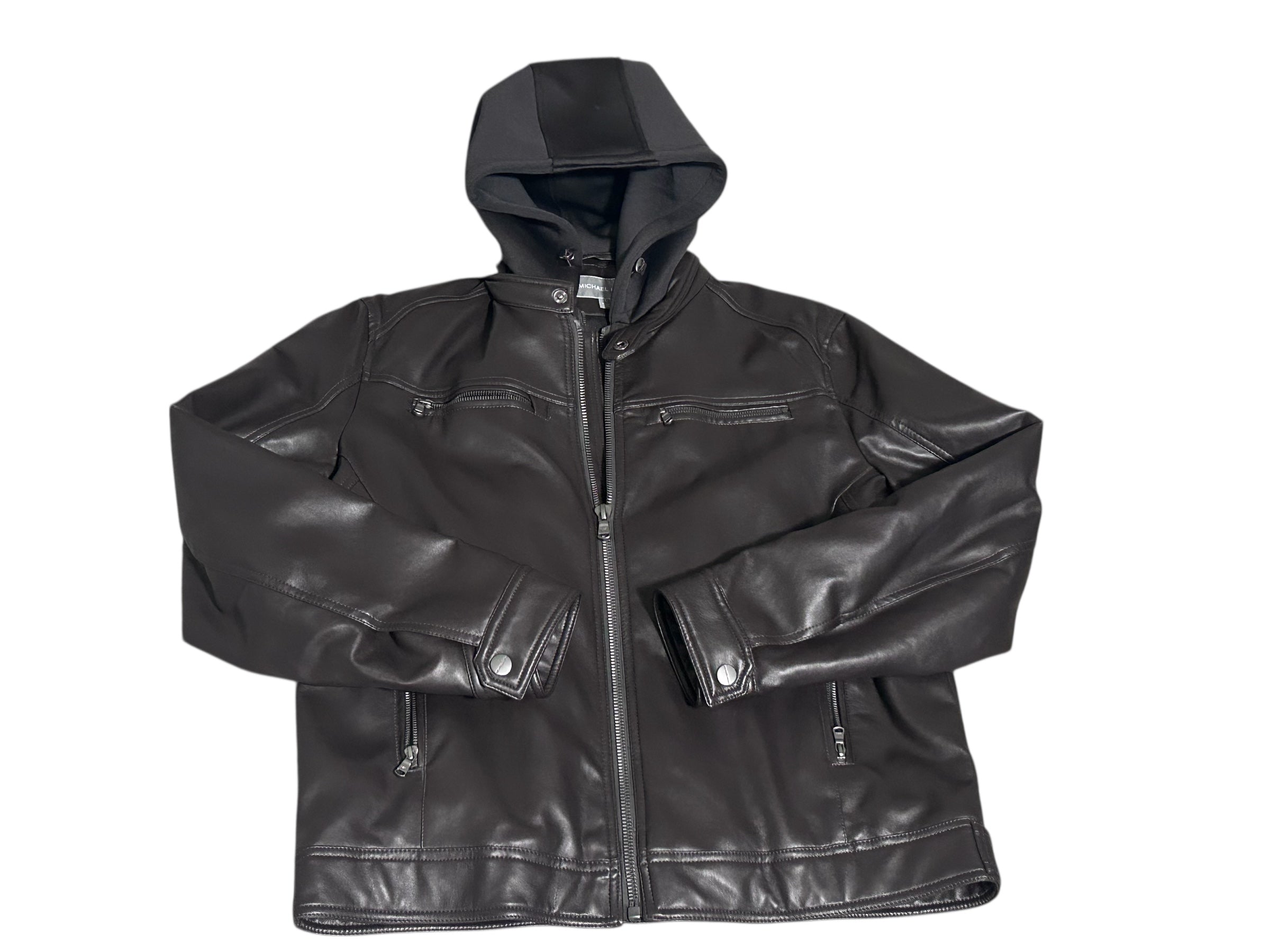 Michael Kors leather hooded bomber jacket- Men's size large