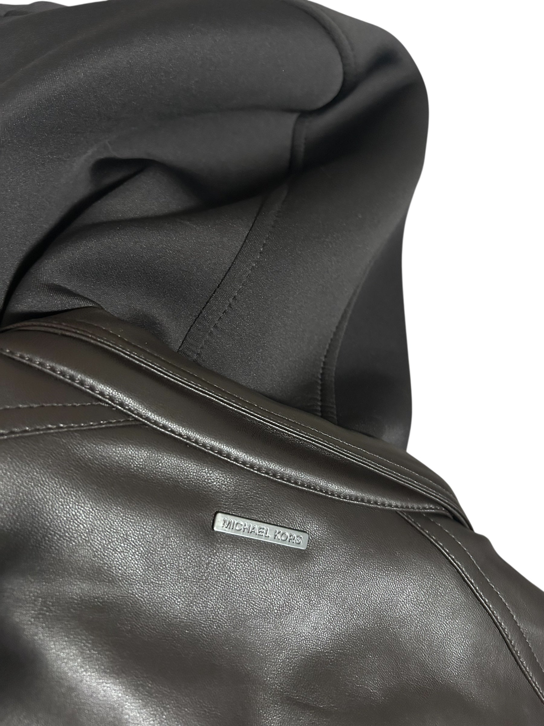 Michael Kors leather hooded bomber jacket- Men's size large