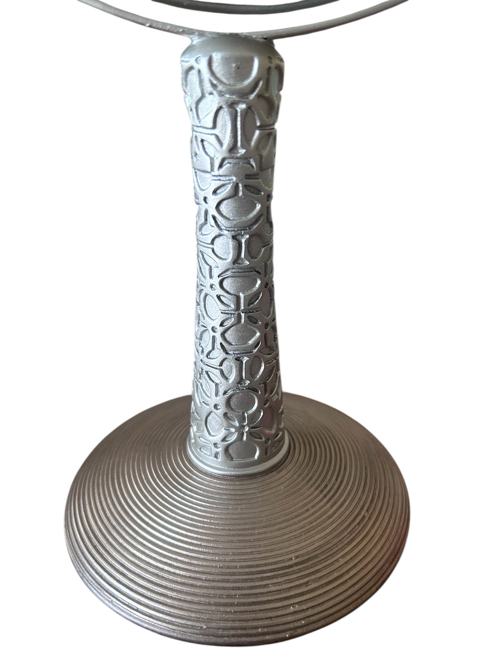 Makeup mirror. 2 sided. 1x/5x magnification. 13 inch tall. Metal/Silver tone