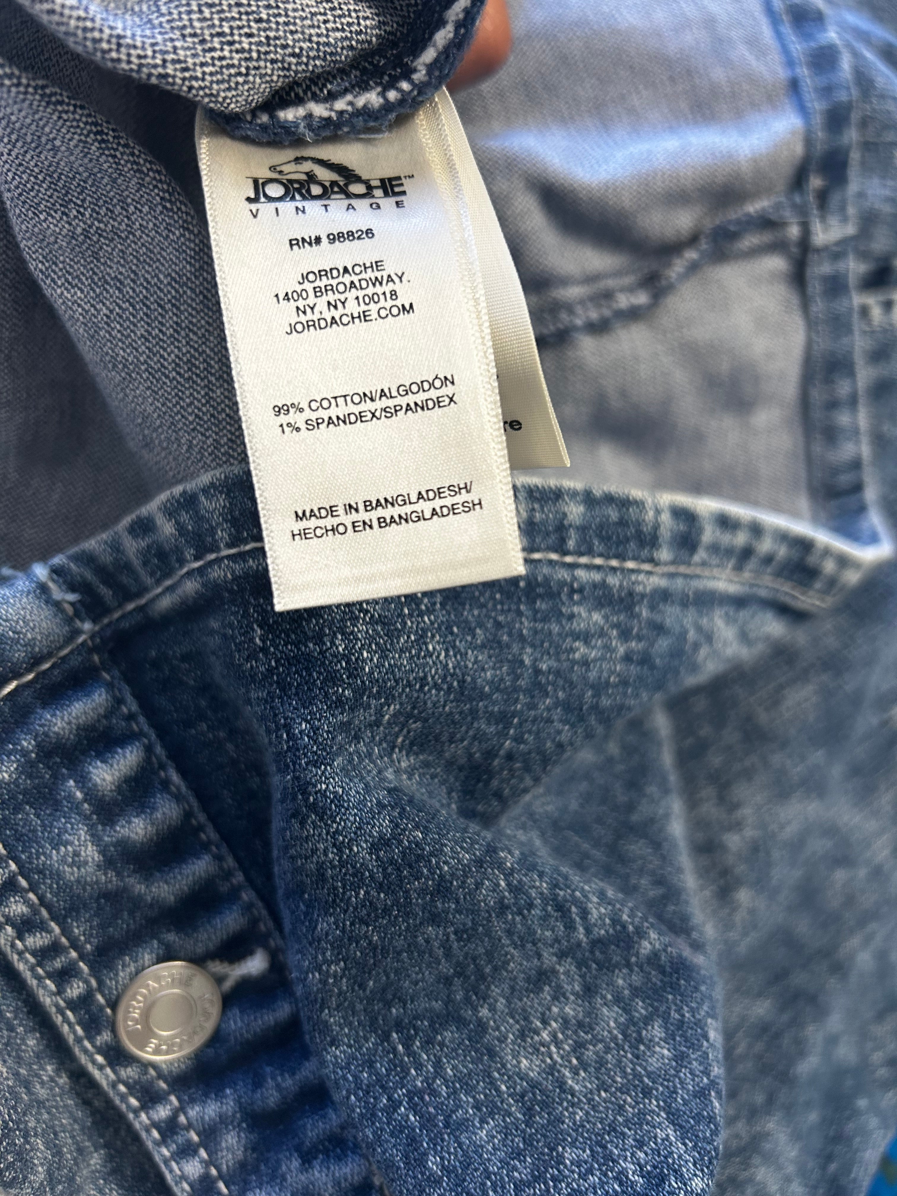 Vintage Jordache denim button up mini dress with pockets- Women's size XL