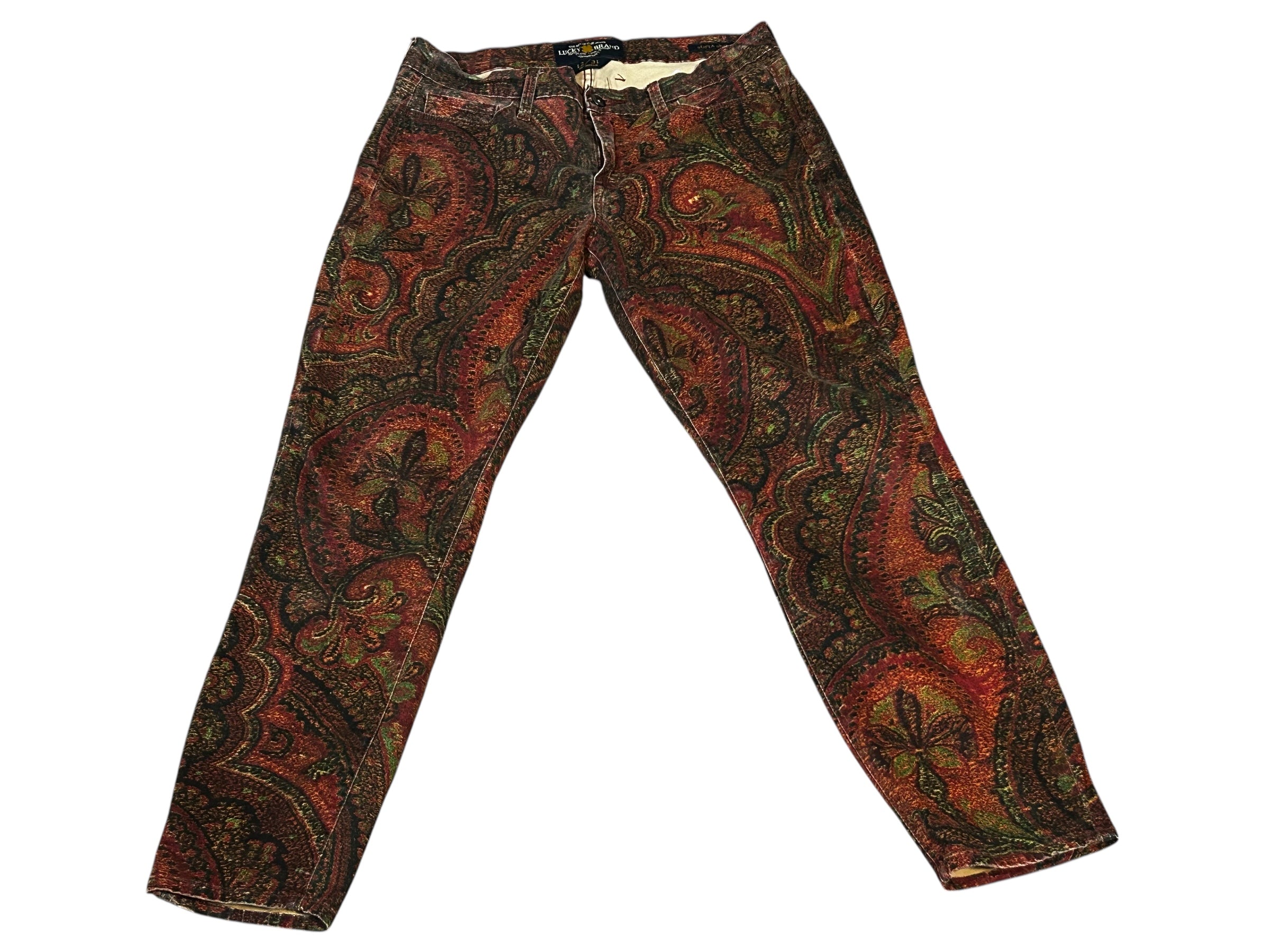 Lucky Brand Sofia Skinny Brown Medallion Print Jeans Womens Size 12/31