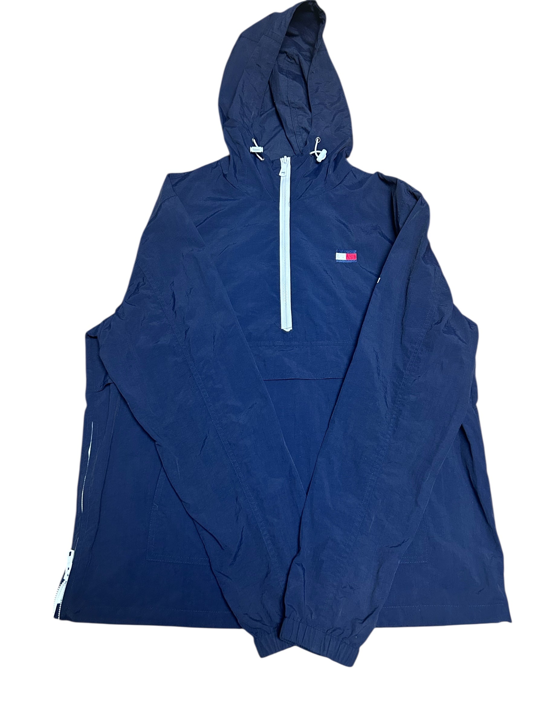 Tommy Hilfiger Men's Retro Lightweight Hooded Water Resistant Windbreaker Jacket- Size Medium