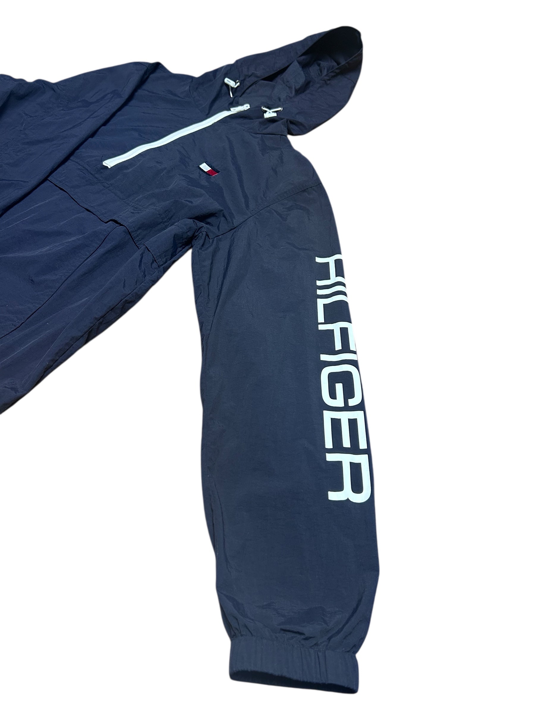 Tommy Hilfiger Men's Retro Lightweight Hooded Water Resistant Windbreaker Jacket- Size Medium