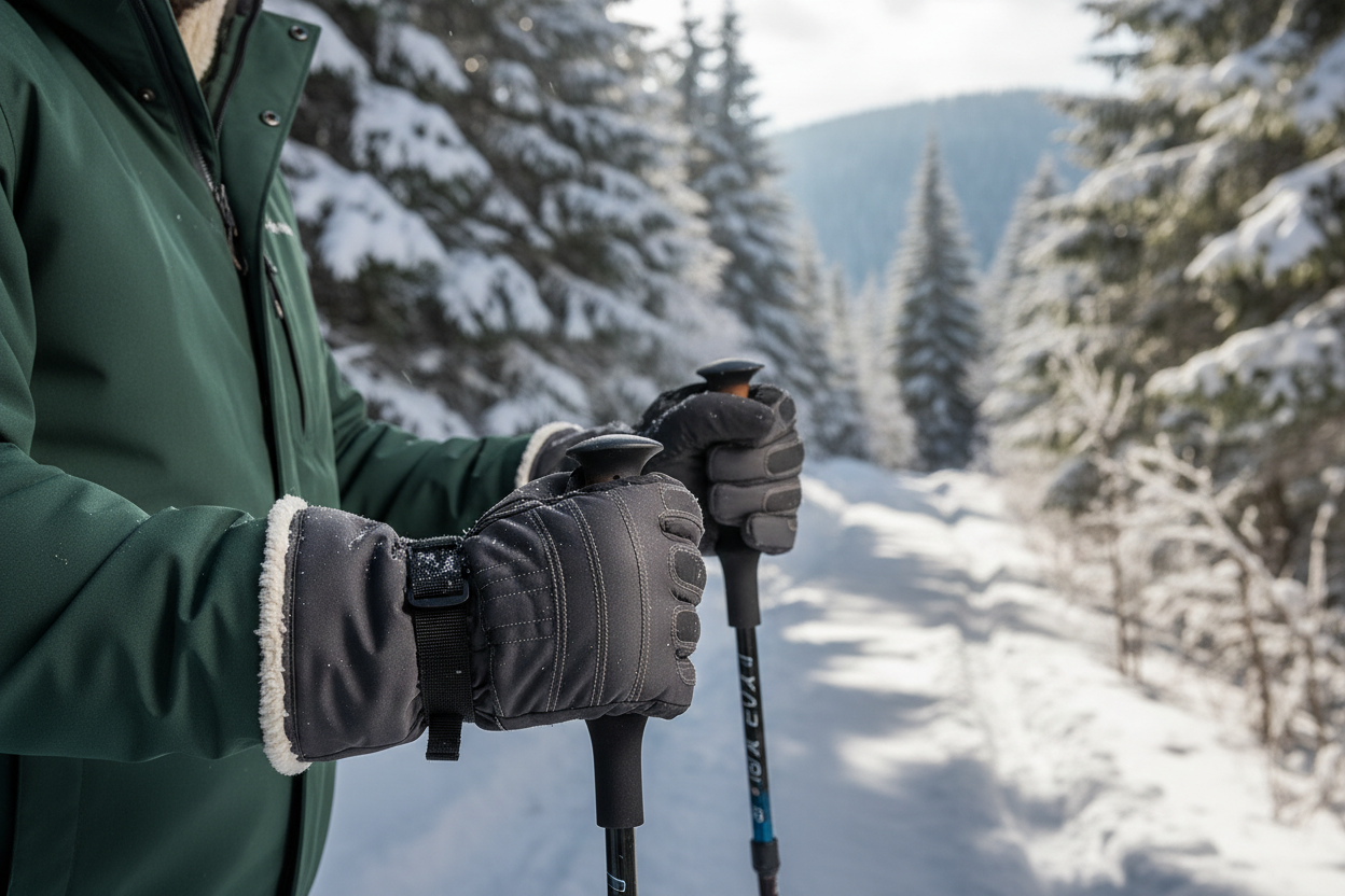 man wearing matix outdoors fleece lined gloves style MTG00001F3